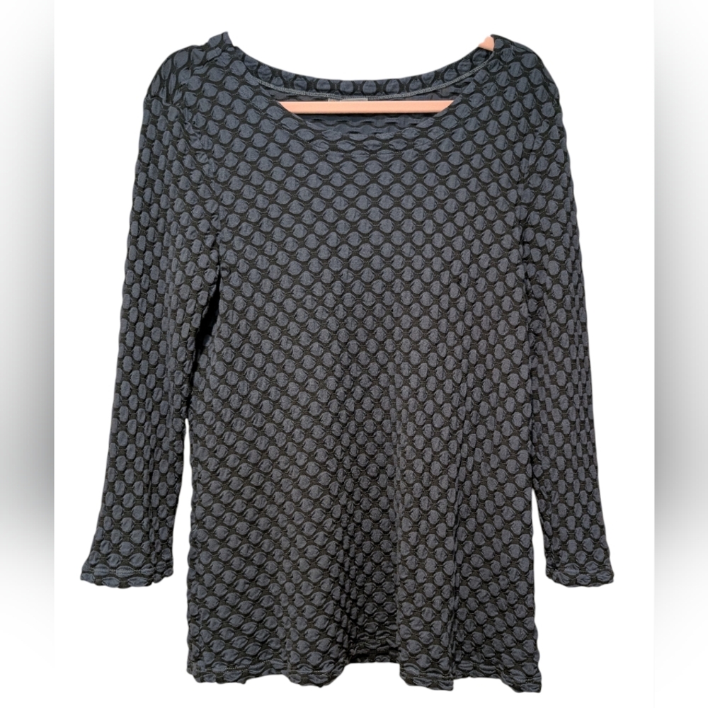 Tianello By Steve Barazza Dark Blue Textured Lightweight Long Sleeve Shirt SzXL
